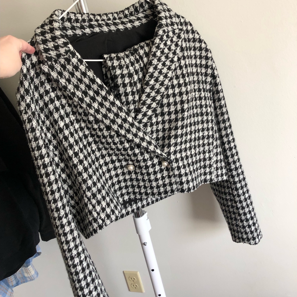 Cropped Tweed Blazer 2 Piece Mini Skirt